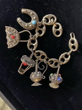 Vintage Etruscan Style Charm Bracelet